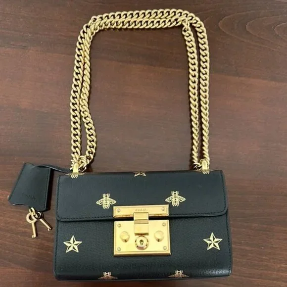 Gucci Calfskin Padlock Small Should Bag with Bee and Star Printed - Picture 2 of 7